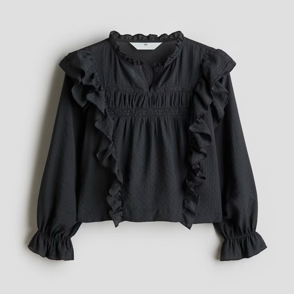 H&M Gray Ruffled Bog Girls Blouse
